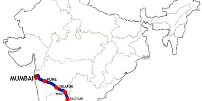 Мумбаију у Ченај мапи